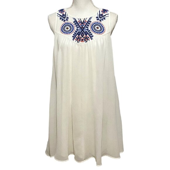 Chelsea & Violet Embroidered Gauzy Sleeveless Dress M Boho Hippie Tribal Ethnic - Picture 1 of 9